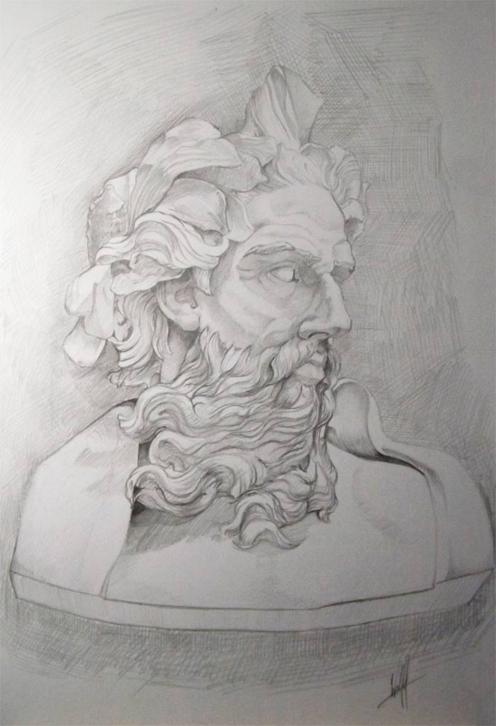 neptune statue drawing