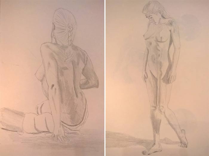 Drawings before and after by Aimo Giavazzi