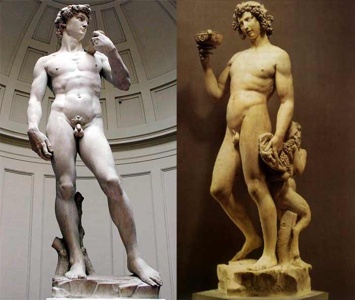 Michelangelo David and Bacchus