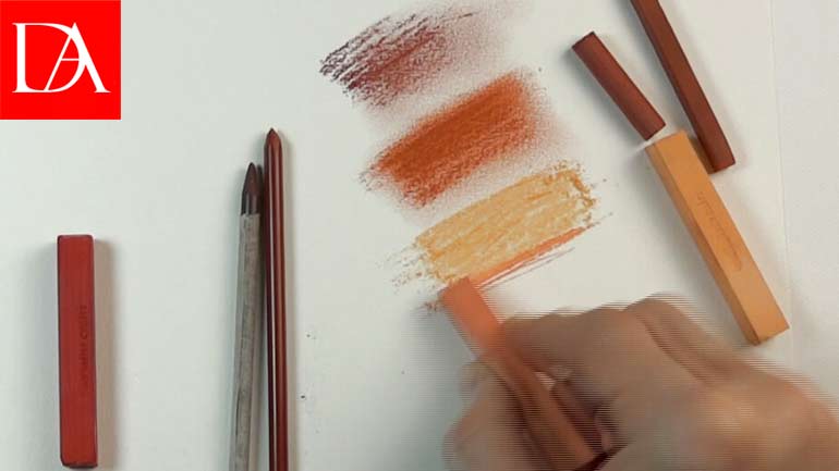 Drawing Materials: Drawing chalks, colored pencils and charcoals