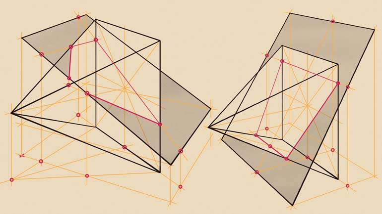 How to Intersect Reclining Pyramids in Perspective