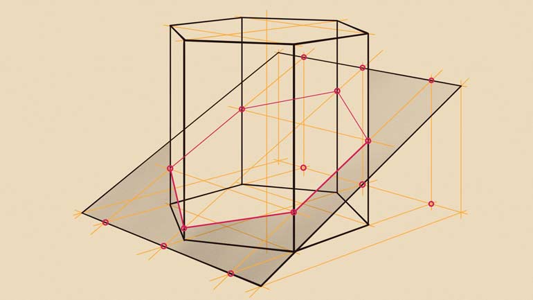 How to Intersect Standing Hexagonal Pyramids in Perspective