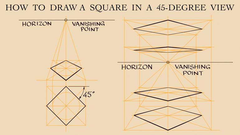 How to Draw Squares in the 45-Degree View