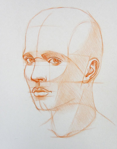 how to draw a human head side view