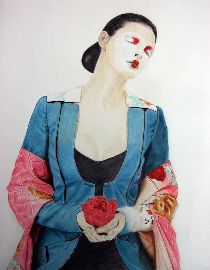 Geisha - drawing in colored pencils