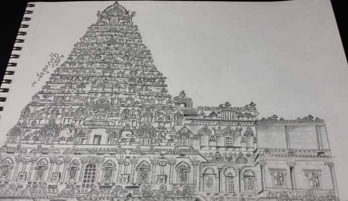 How to Draw Simple Tanjore Temple | Step-by-step Tutorial | Art by Meghna -  YouTube