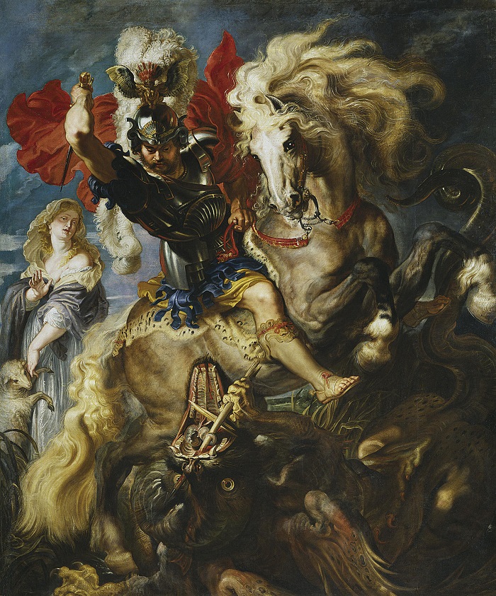 Rubens, white stallion mounted by Saint George