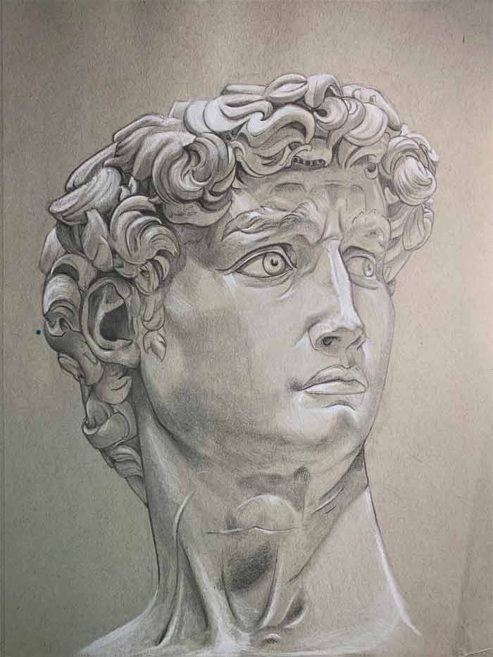 A Study of the Statue David by Michelangelo Drawing Academy Drawing
