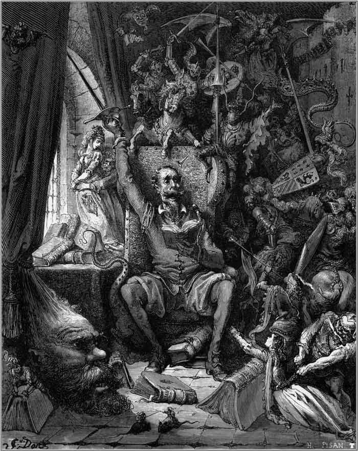 Don Quixote in the Study by Gustave Doré
