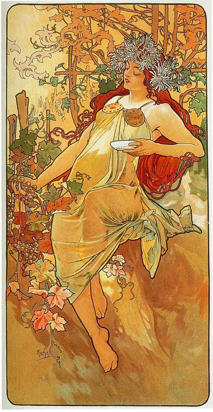 The Seasons (1896) by Alphonse Mucha - Autumn