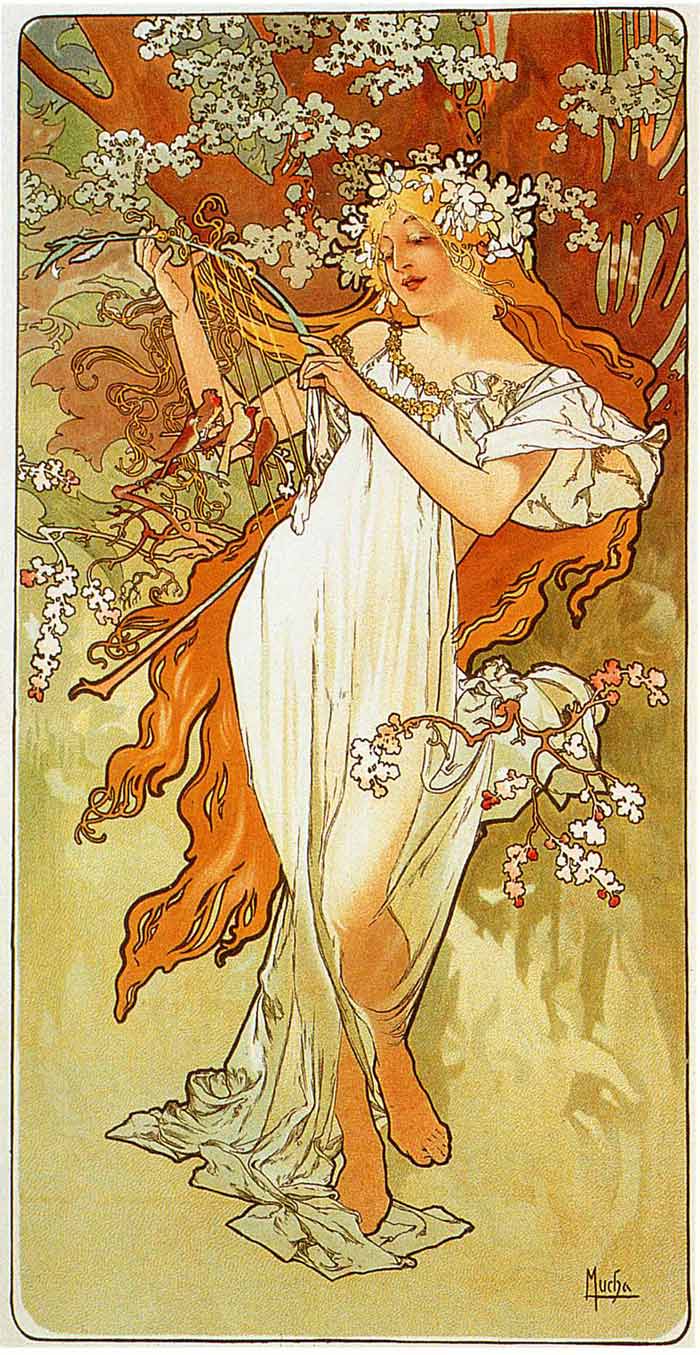 The Seasons (1896) by Alphonse Mucha - Spring