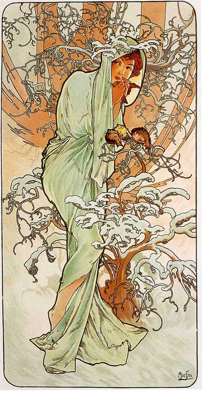 The Seasons (1896) by Alphonse Mucha - Winter