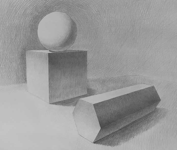Geometric still life drawing by Vincent